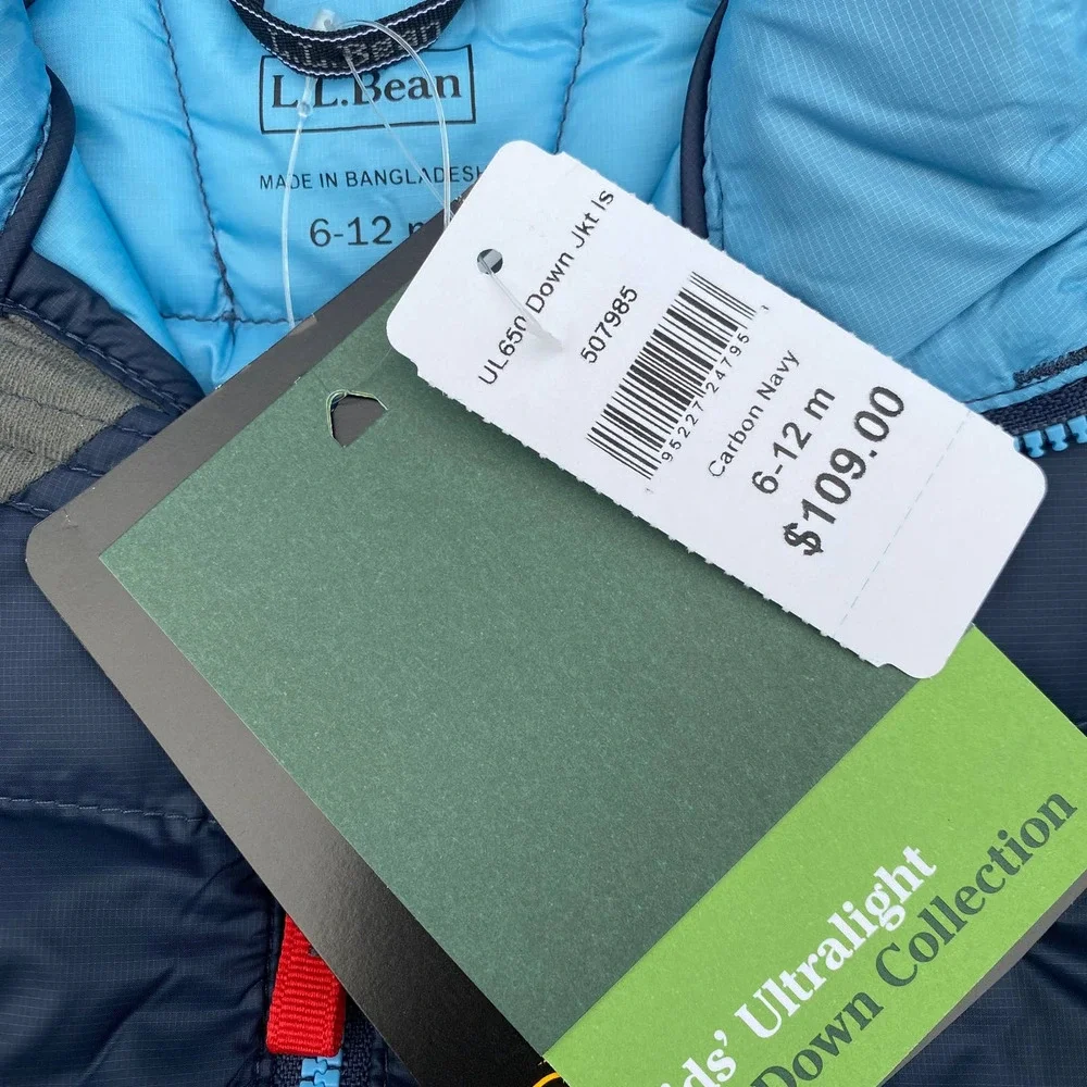 NWT L.L. Bean Ultralight Hooded 650 Down Jacket Coat /Carbon Navy (6-12 Months)